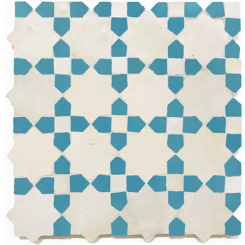 Mosaic House Moroccan tile Tanger C 1-23 White Turquoise  zellige, mosaic, zellij, field, pattern, glaze, stars, classic 